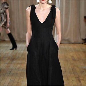 Ulla Johnson Black Sleeveless V-Neck Midi Dress w/pockets